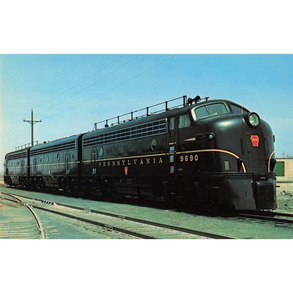 PRR Pennsylvania Railroad 9690 EMD F3 Diesel Locomotive Vintage Postcard Card